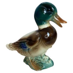 Vintage Royal Copley Mallard Duck Figurine Planter 8" Ceramic Mid-Century USA